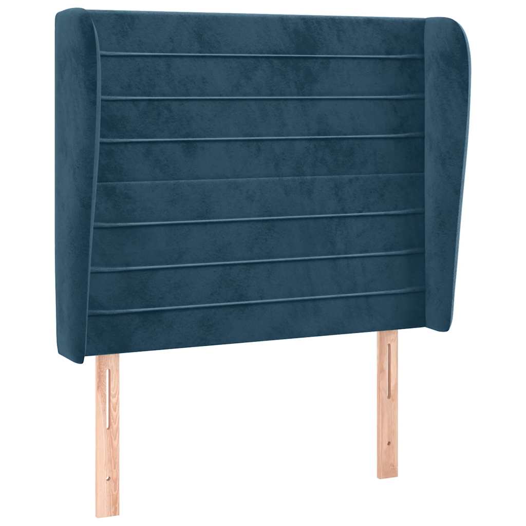 Kopfteil mit Ohren Dunkelblau 103x23x118/128 cm Samt