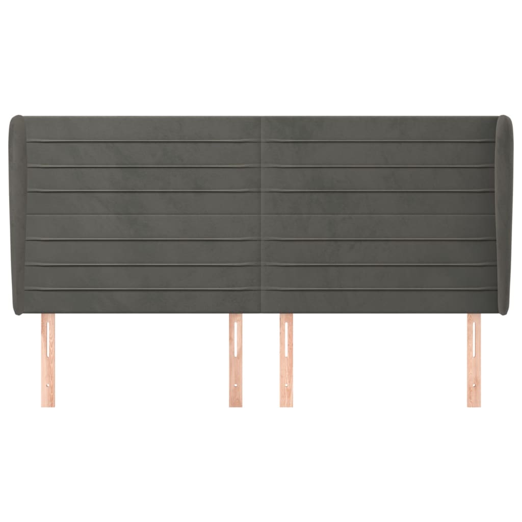 Kopfteil mit Ohren Dunkelgrau 163x23x118/128 cm Samt