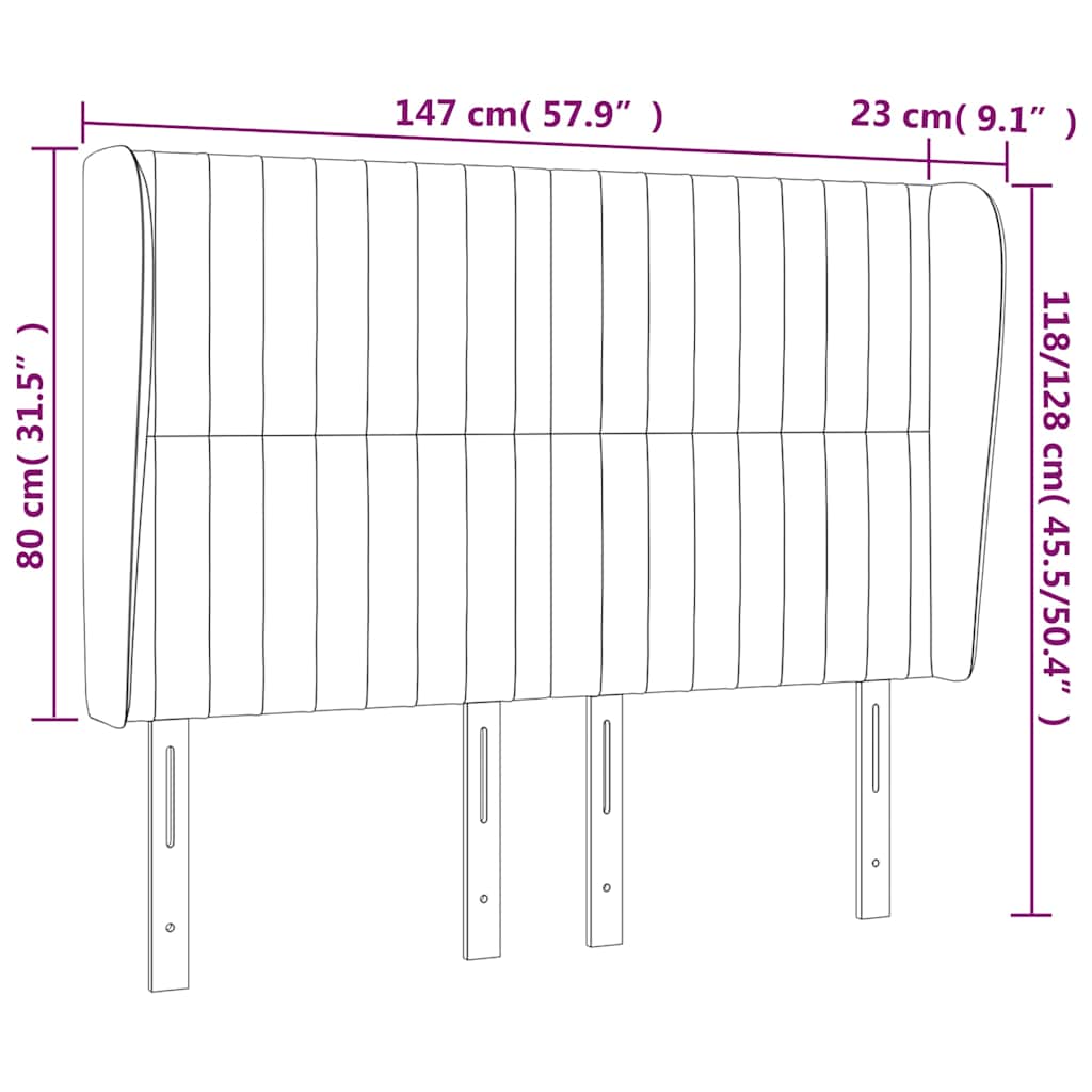 Kopfteil mit Ohren Creme 147x23x118/128 cm Stoff