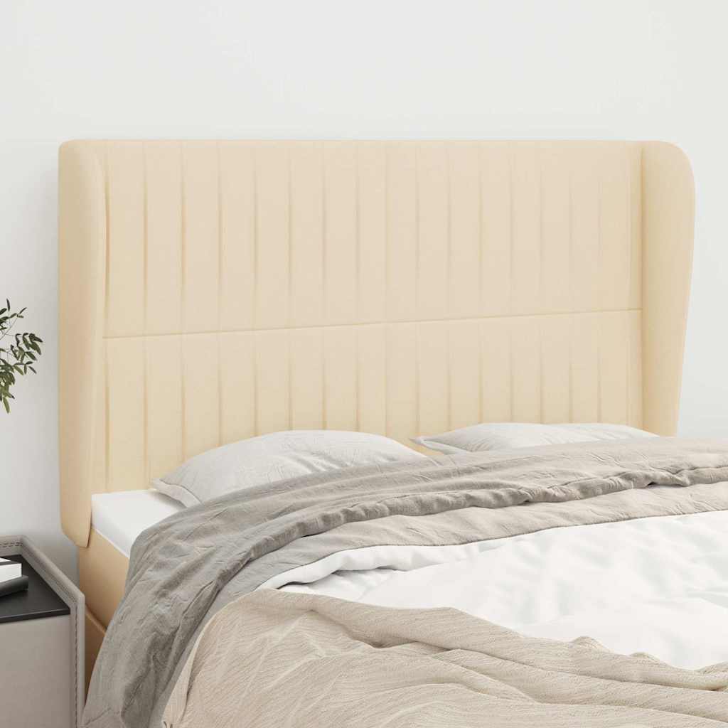 Kopfteil mit Ohren Creme 147x23x118/128 cm Stoff