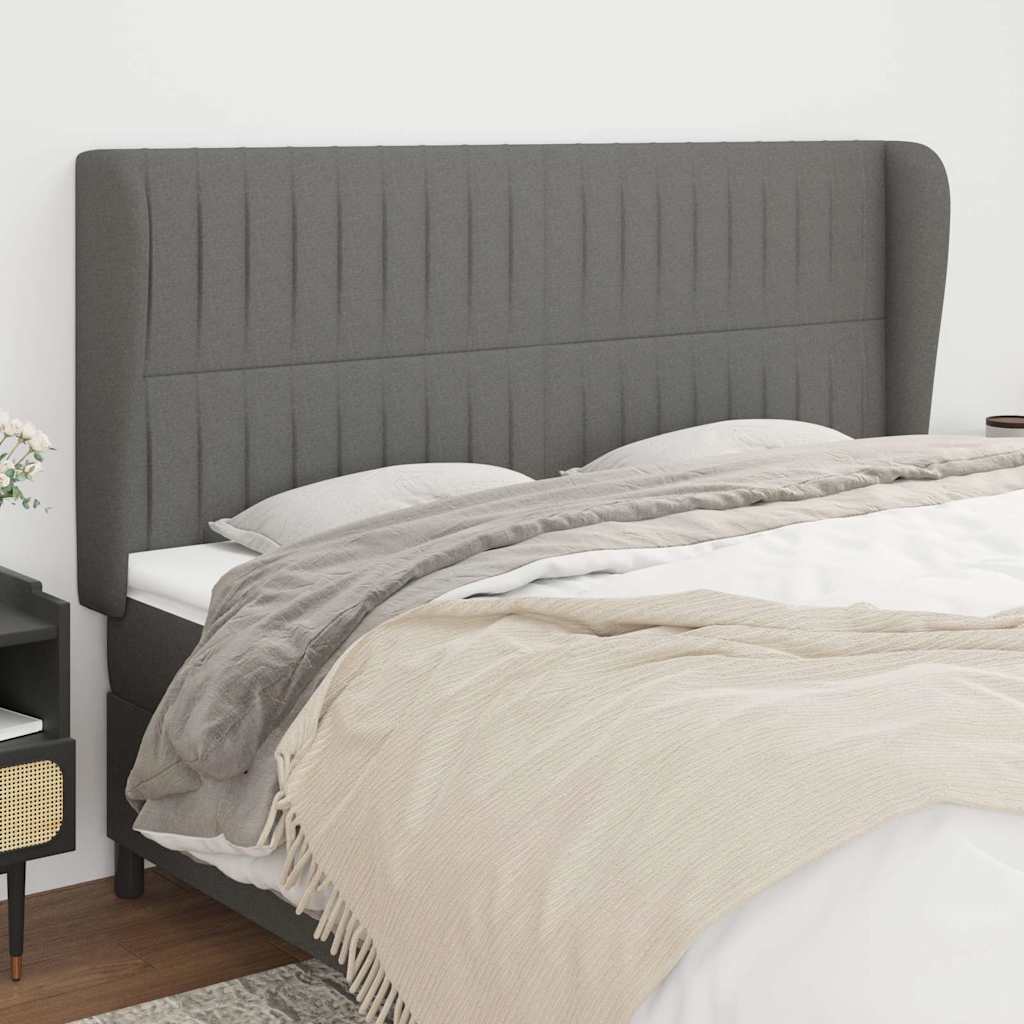 Kopfteil mit Ohren Dunkelgrau 163x23x118/128 cm Stoff