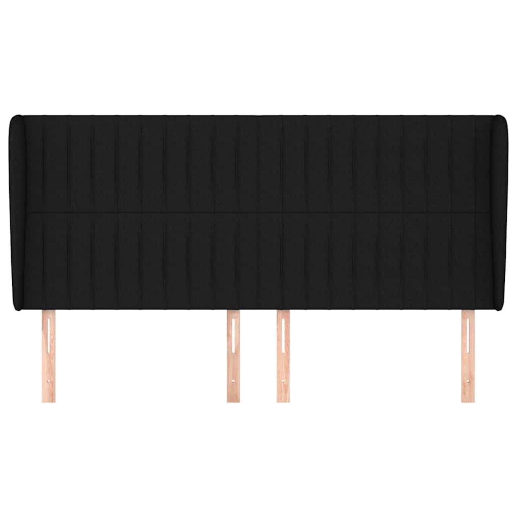 Kopfteil mit Ohren Schwarz 163x23x118/128 cm Stoff