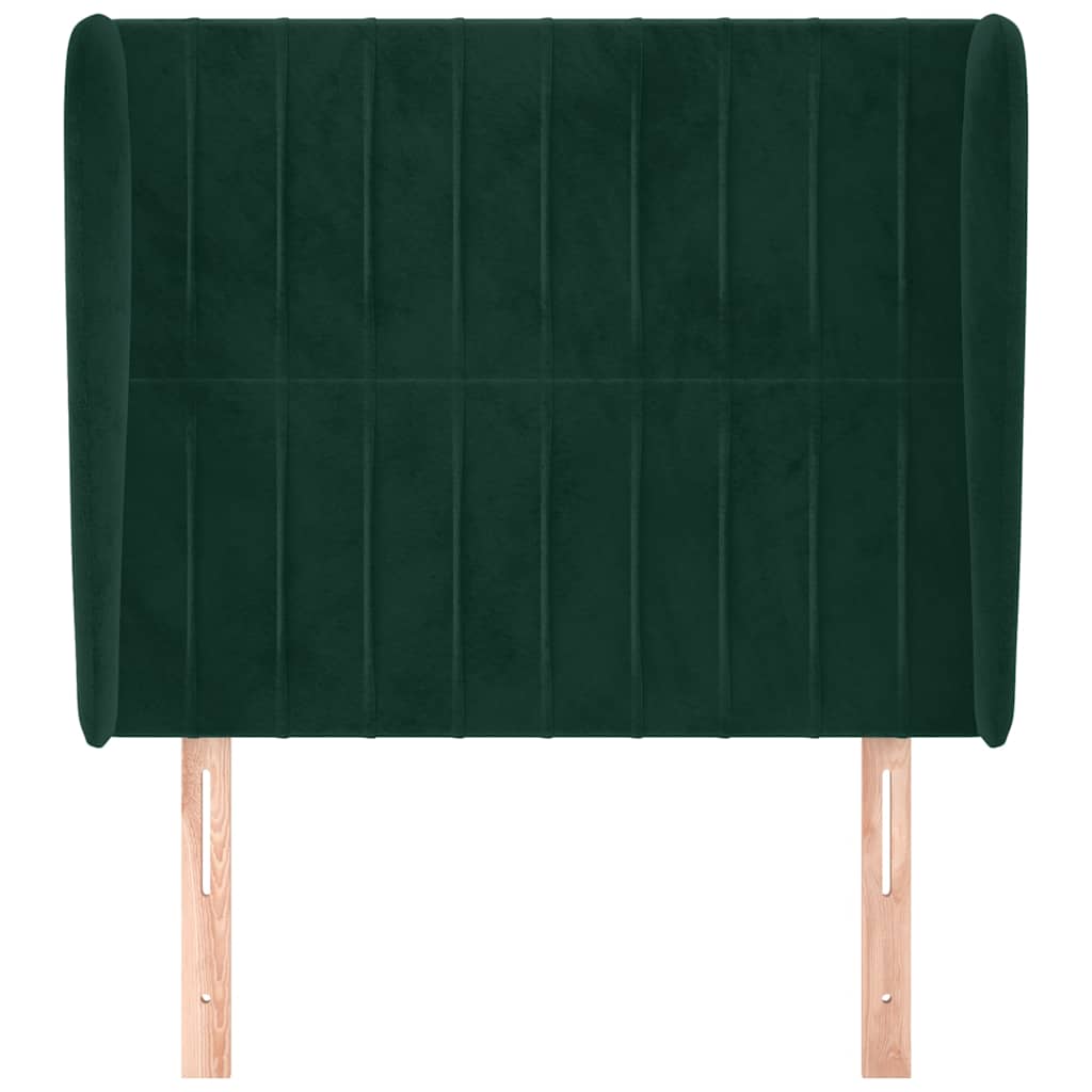 Kopfteil mit Ohren Dunkelgrün 83x23x118/128 cm Samt