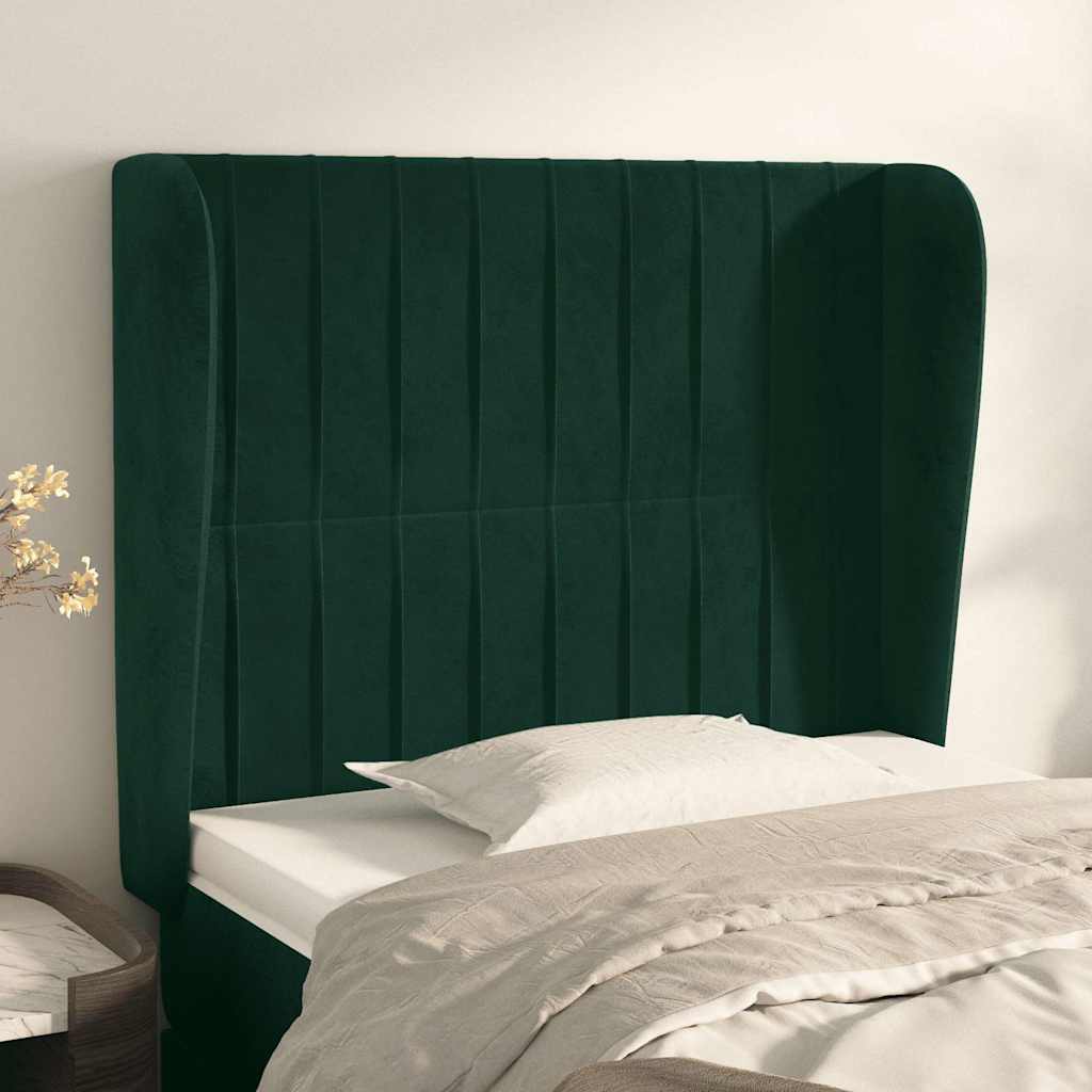 Kopfteil mit Ohren Dunkelgrün 83x23x118/128 cm Samt