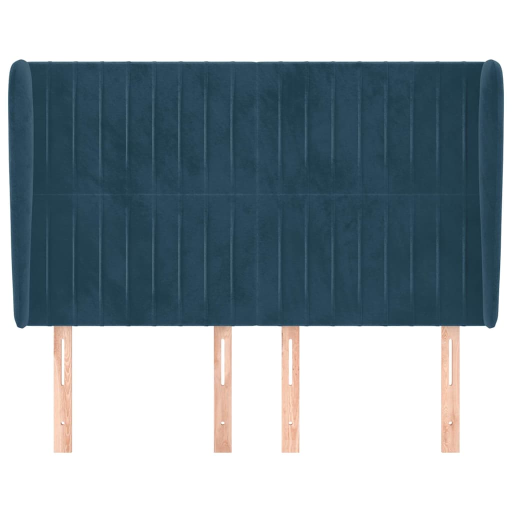 Kopfteil mit Ohren Dunkelblau 147x23x118/128 cm Samt