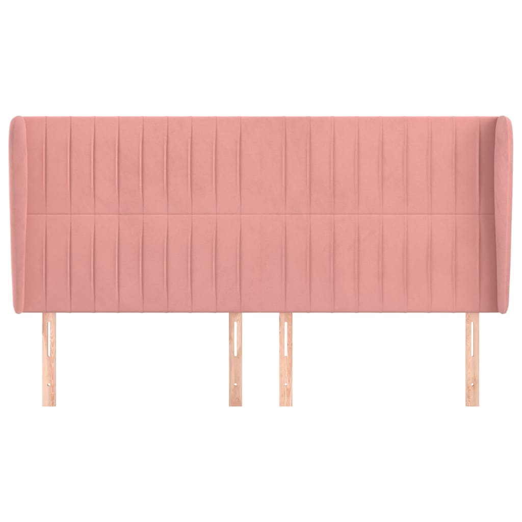 Kopfteil mit Ohren Rosa 183x23x118/128 cm Samt