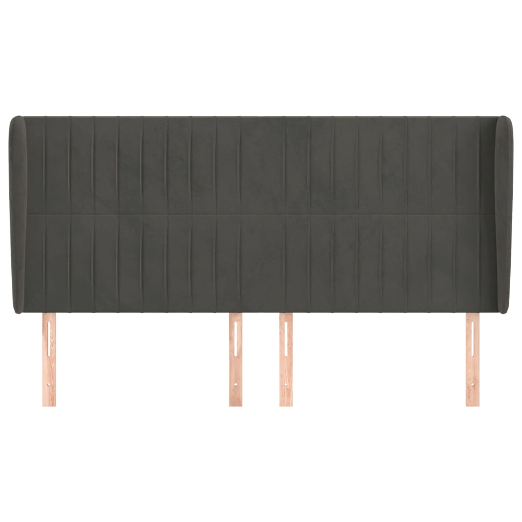 Kopfteil mit Ohren Dunkelgrau 203x23x118/128 cm Samt