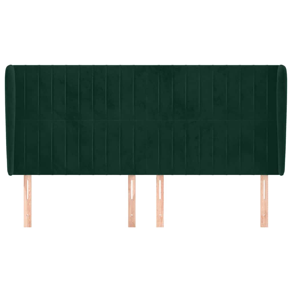 Kopfteil mit Ohren Dunkelgrün 203x23x118/128 cm Samt