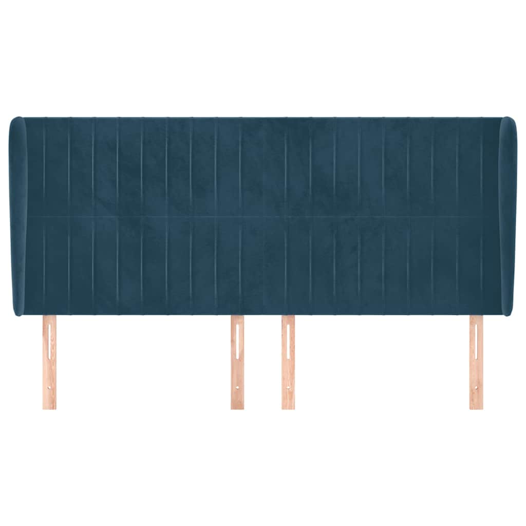 Kopfteil mit Ohren Dunkelblau 203x23x118/128 cm Samt