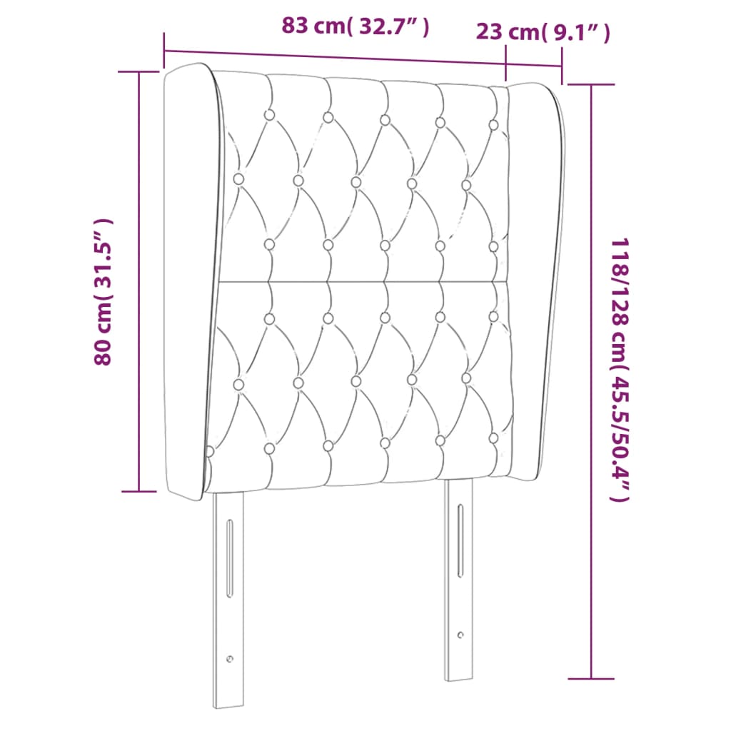 Kopfteil mit Ohren Dunkelgrau 83x23x118/128 cm Stoff