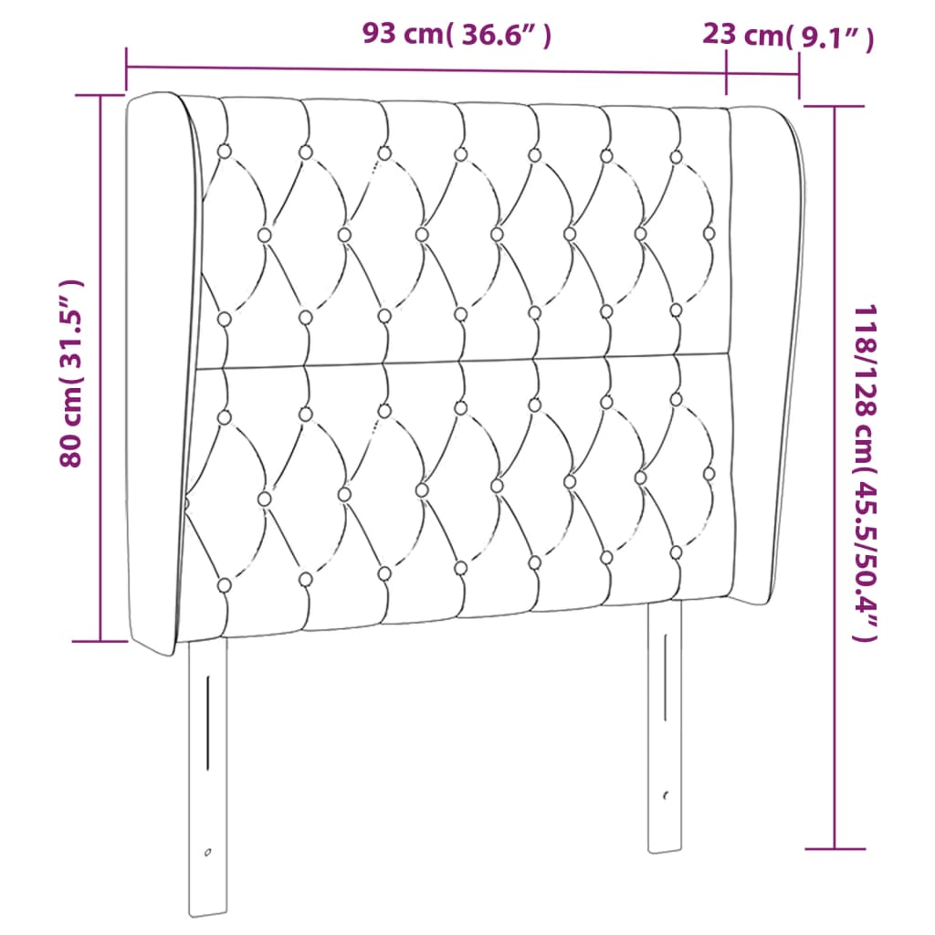 Kopfteil mit Ohren Hellgrau 93x23x118/128 cm Stoff