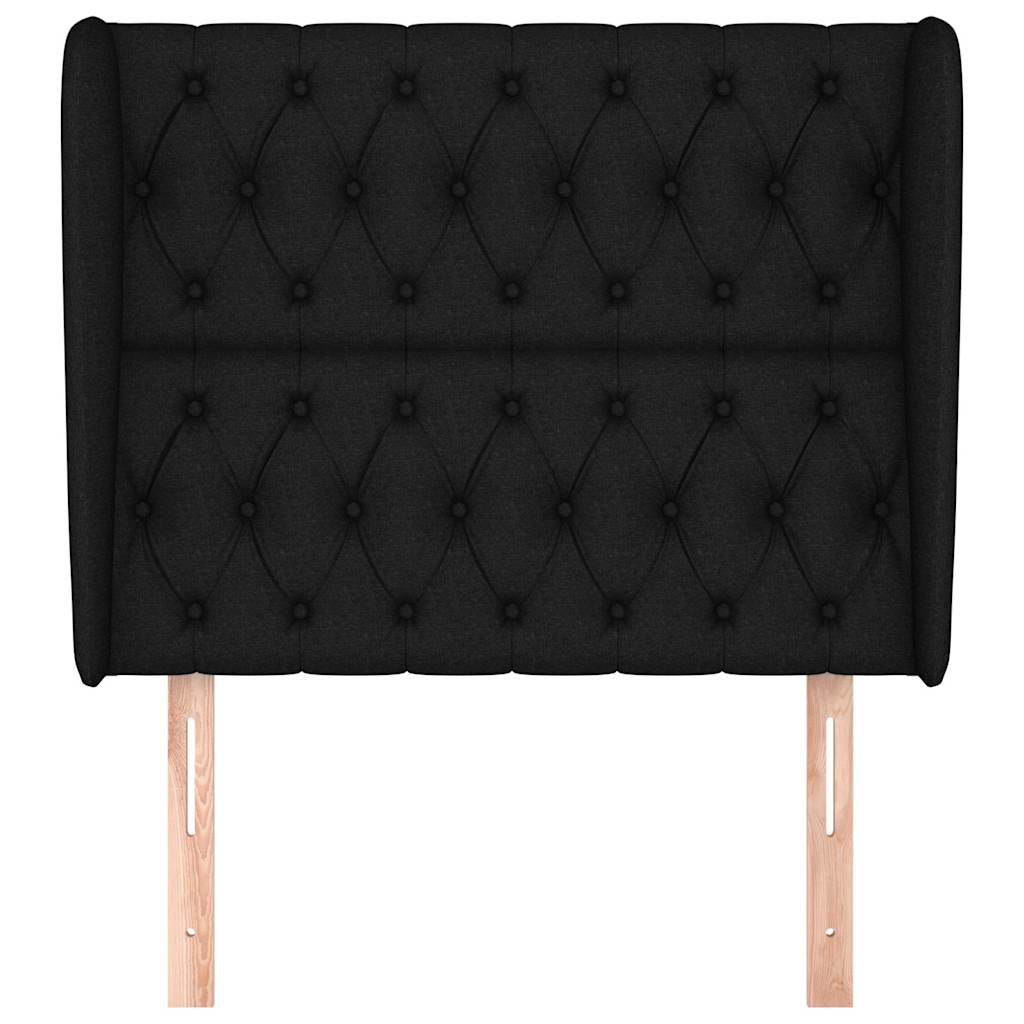 Kopfteil mit Ohren Schwarz 93x23x118/128 cm Stoff