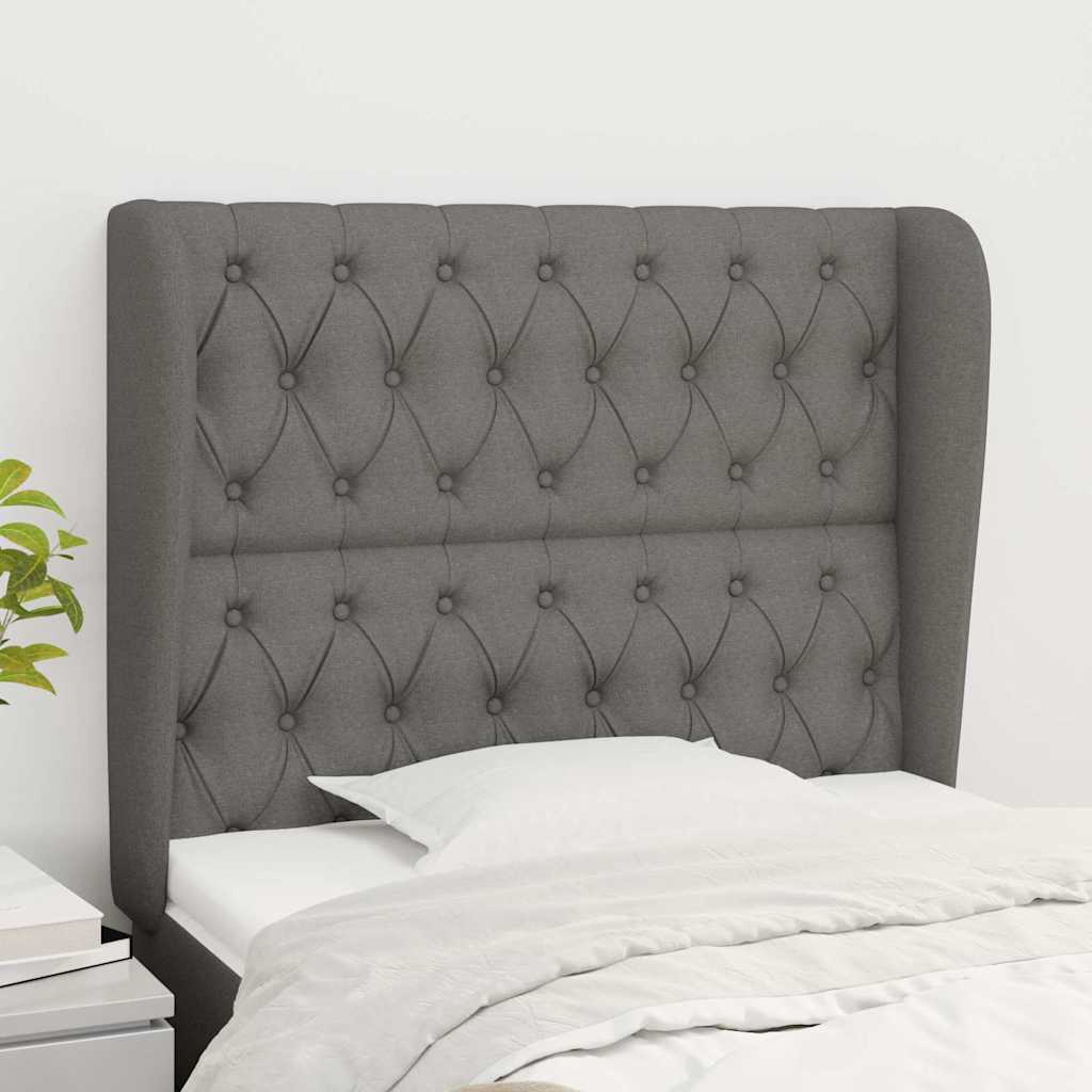 Kopfteil mit Ohren Dunkelgrau 103x23x118/128 cm Stoff