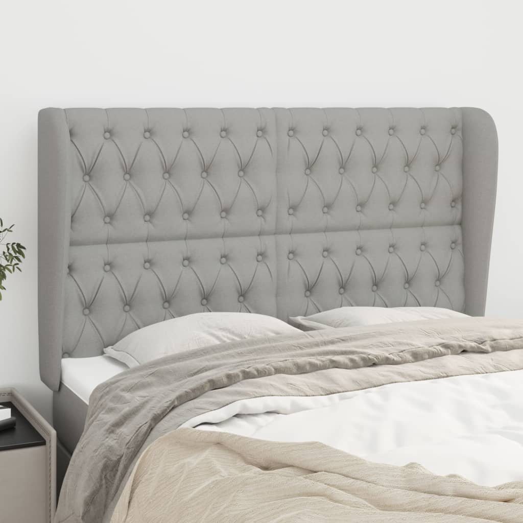 Kopfteil mit Ohren Hellgrau 163x23x118/128 cm Stoff