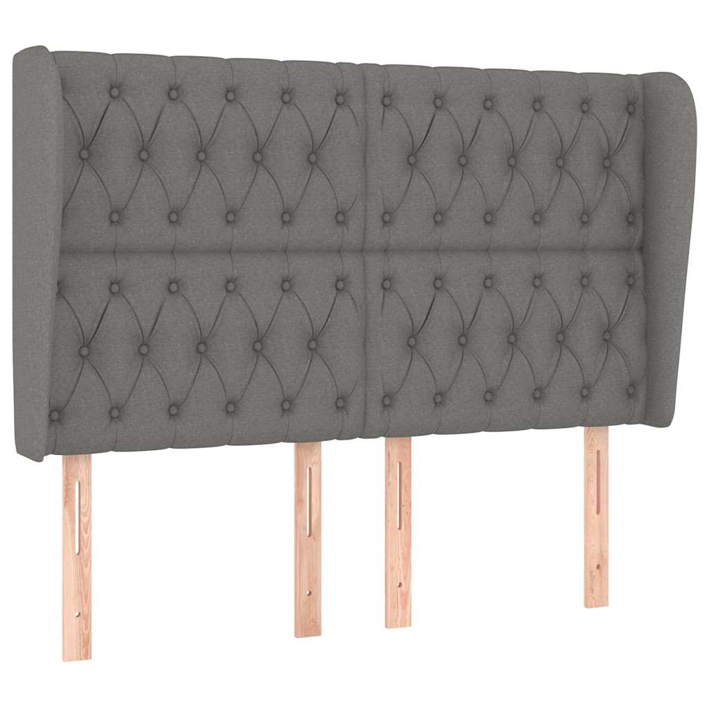 Kopfteil mit Ohren Dunkelgrau 163x23x118/128 cm Stoff