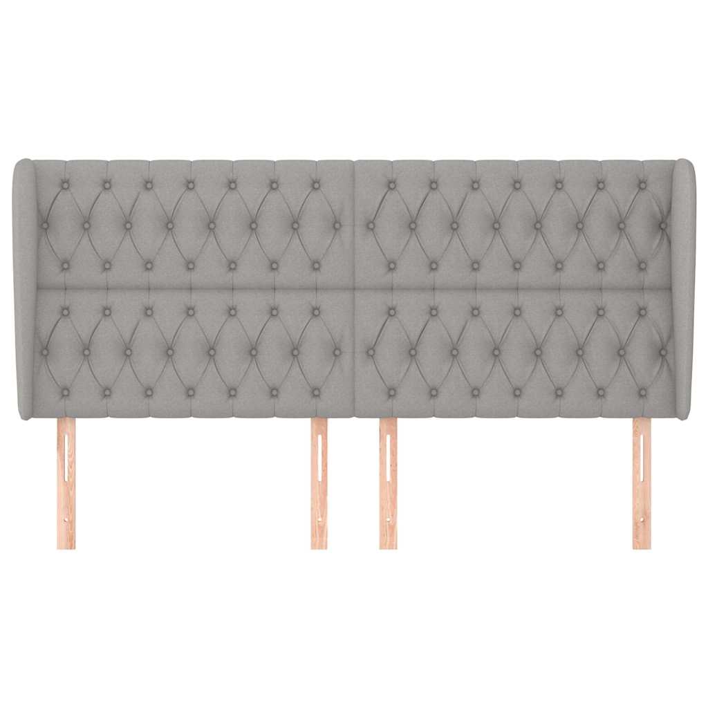Kopfteil mit Ohren Hellgrau 183x23x118/128 cm Stoff