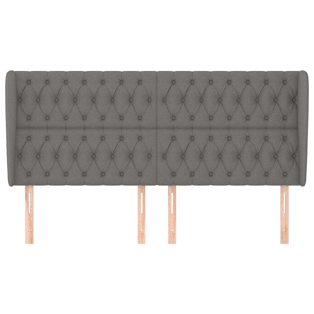 Kopfteil mit Ohren Dunkelgrau 203x23x118/128 cm Stoff