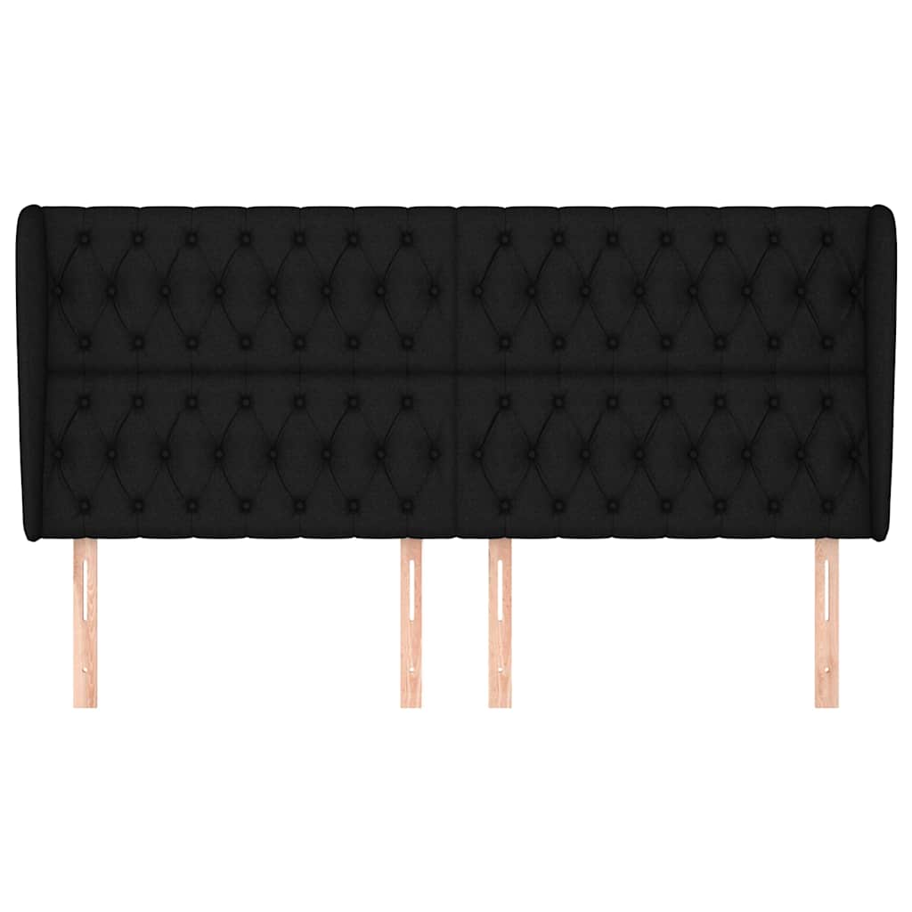 Kopfteil mit Ohren Schwarz 203x23x118/128 cm Stoff