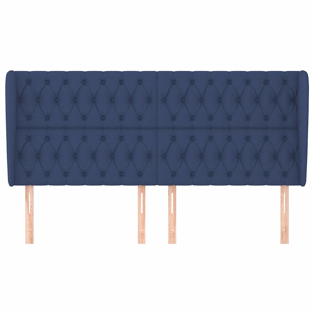 Kopfteil mit Ohren Blau 203x23x118/128 cm Stoff
