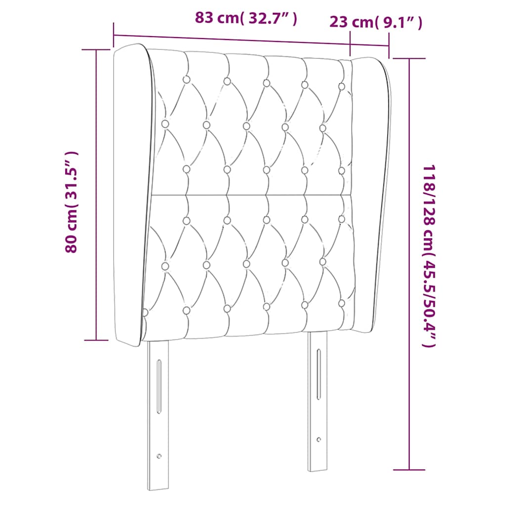 Kopfteil mit Ohren Hellgrau 83x23x118/128 cm Samt