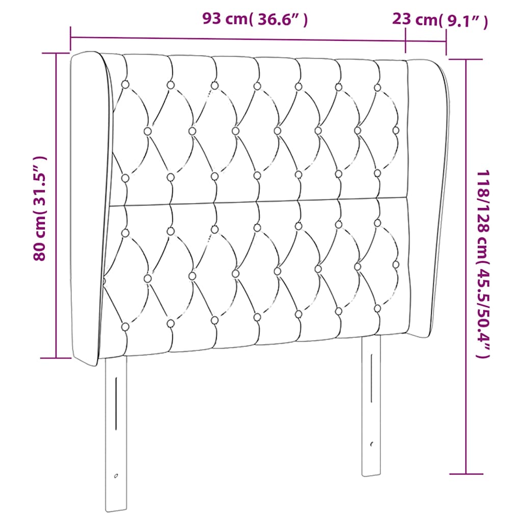 Kopfteil mit Ohren Rosa 93x23x118/128 cm Samt