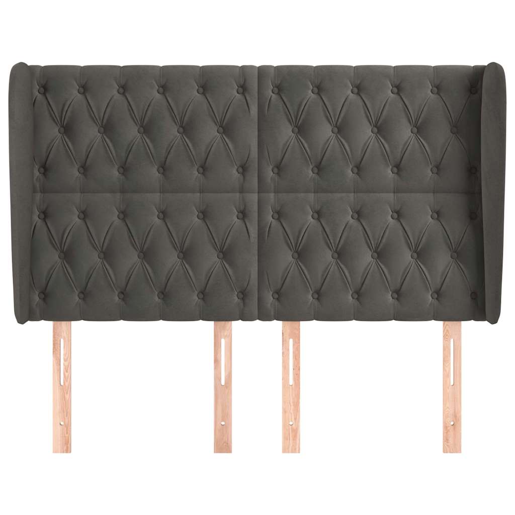 Kopfteil mit Ohren Dunkelgrau 147x23x118/128 cm Samt