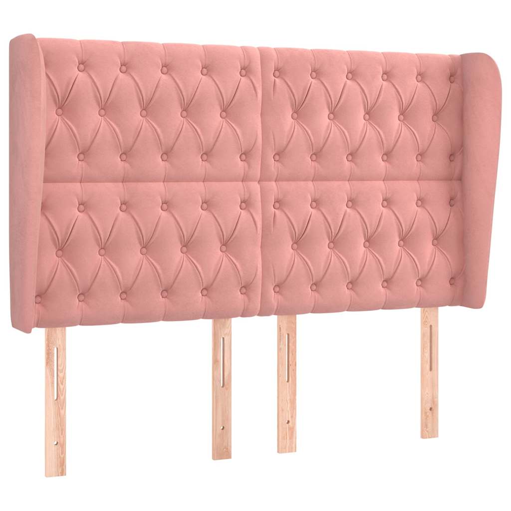 Kopfteil mit Ohren Rosa 163x23x118/128 cm Samt