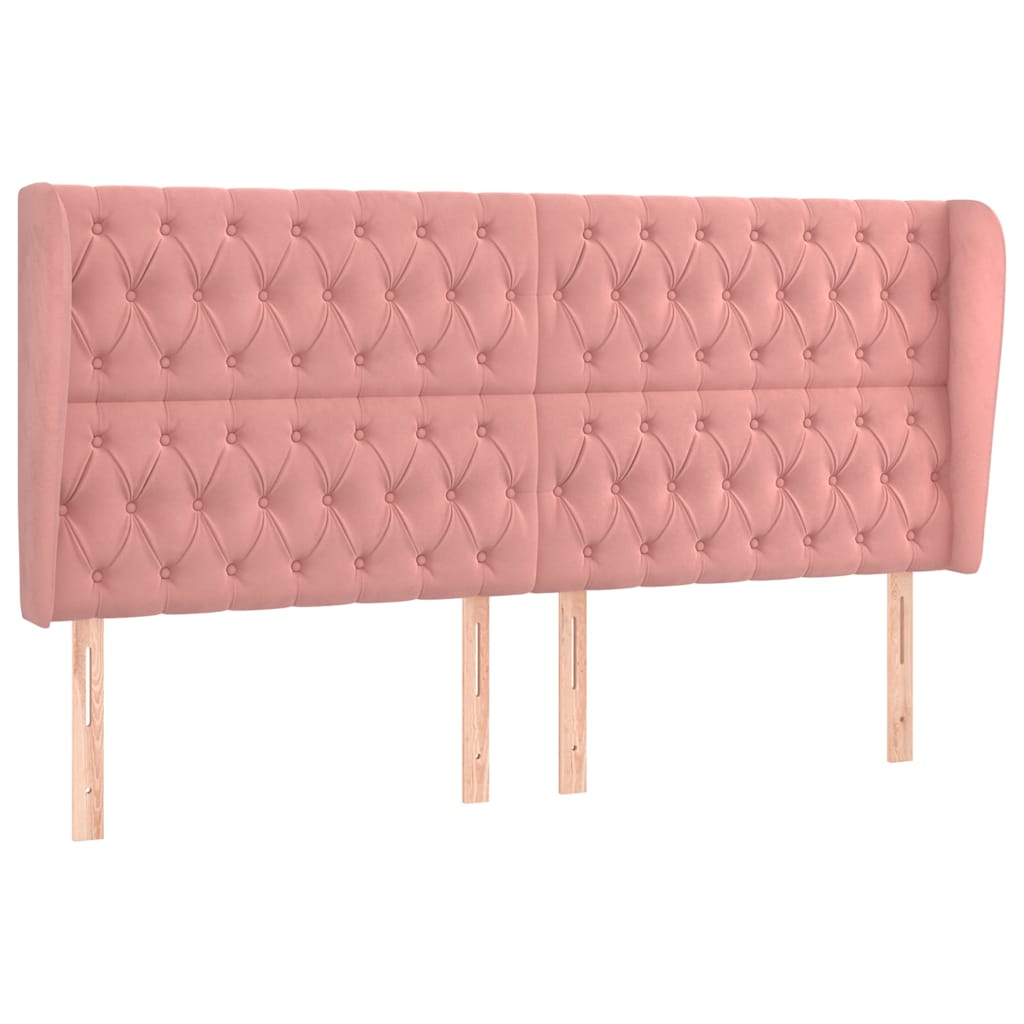 Kopfteil mit Ohren Rosa 183x23x118/128 cm Samt