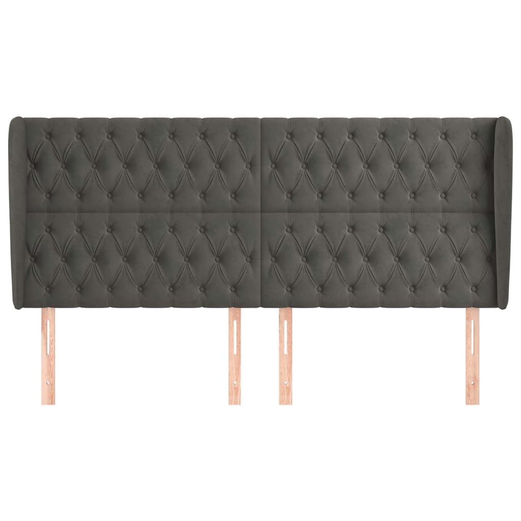Kopfteil mit Ohren Dunkelgrau 203x23x118/128 cm Samt