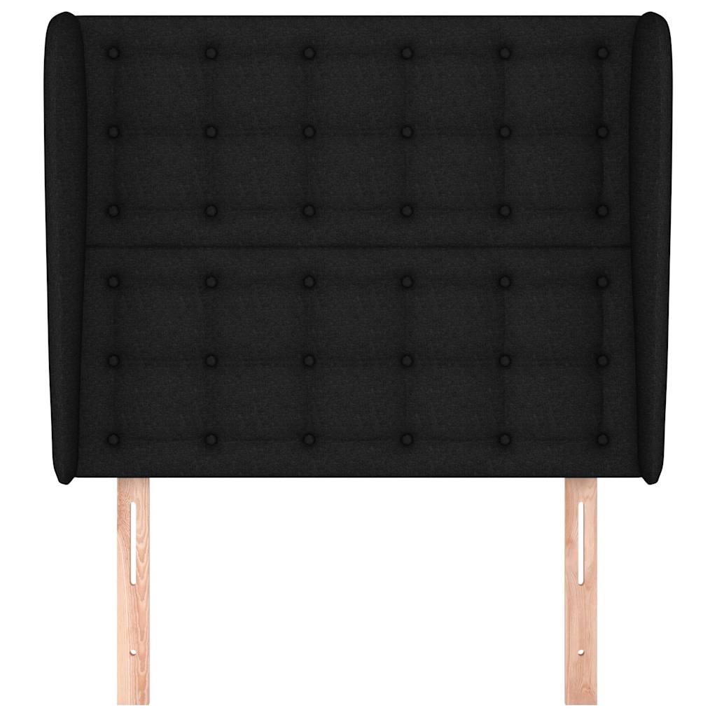Kopfteil mit Ohren Schwarz 83x23x118/128 cm Stoff