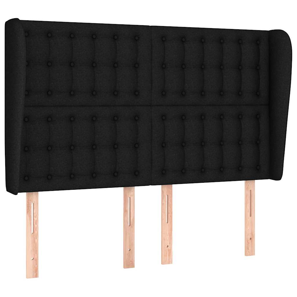 Kopfteil mit Ohren Schwarz 147x23x118/128 cm Stoff