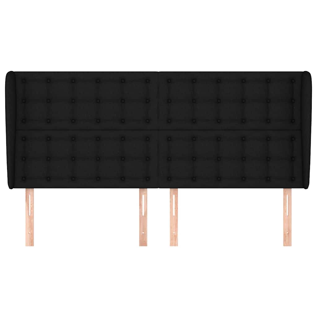 Kopfteil mit Ohren Schwarz 183x23x118/128 cm Stoff