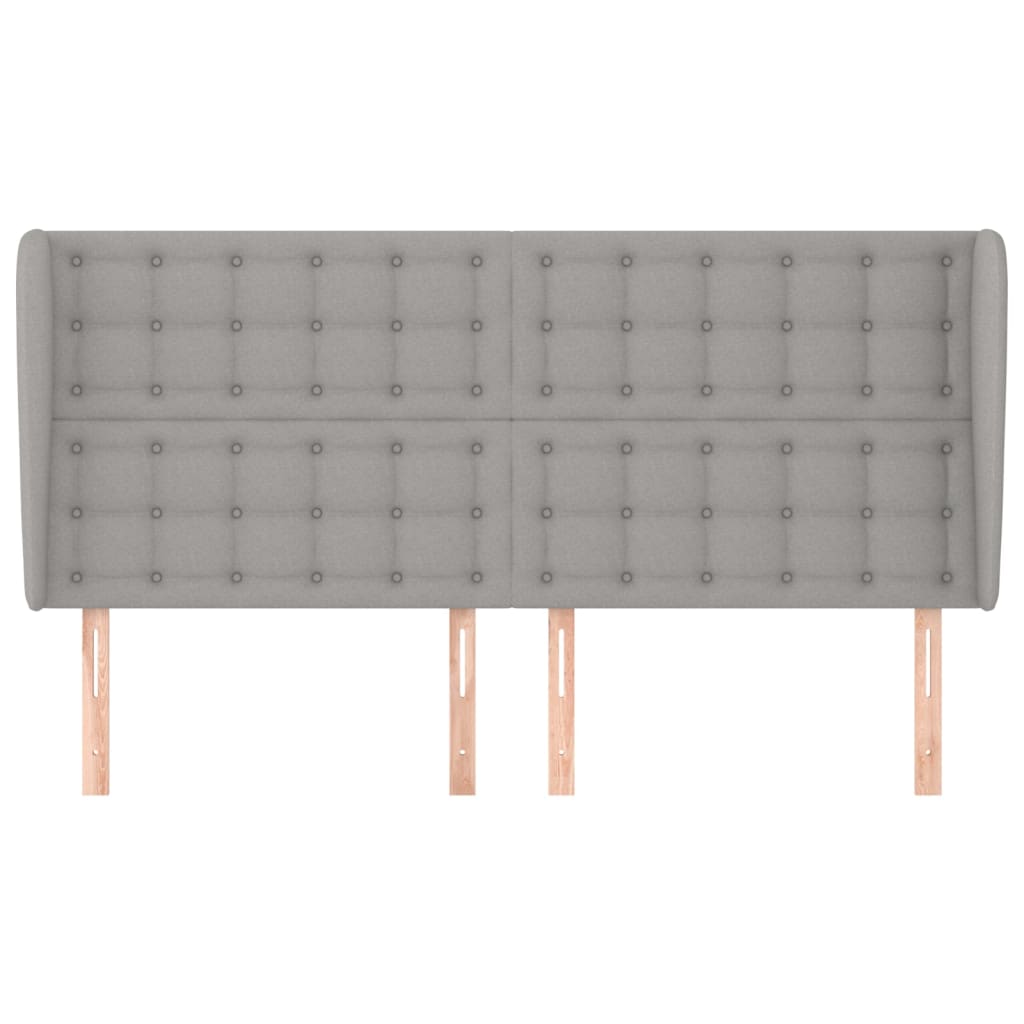 Kopfteil mit Ohren Hellgrau 203x23x118/128 cm Stoff