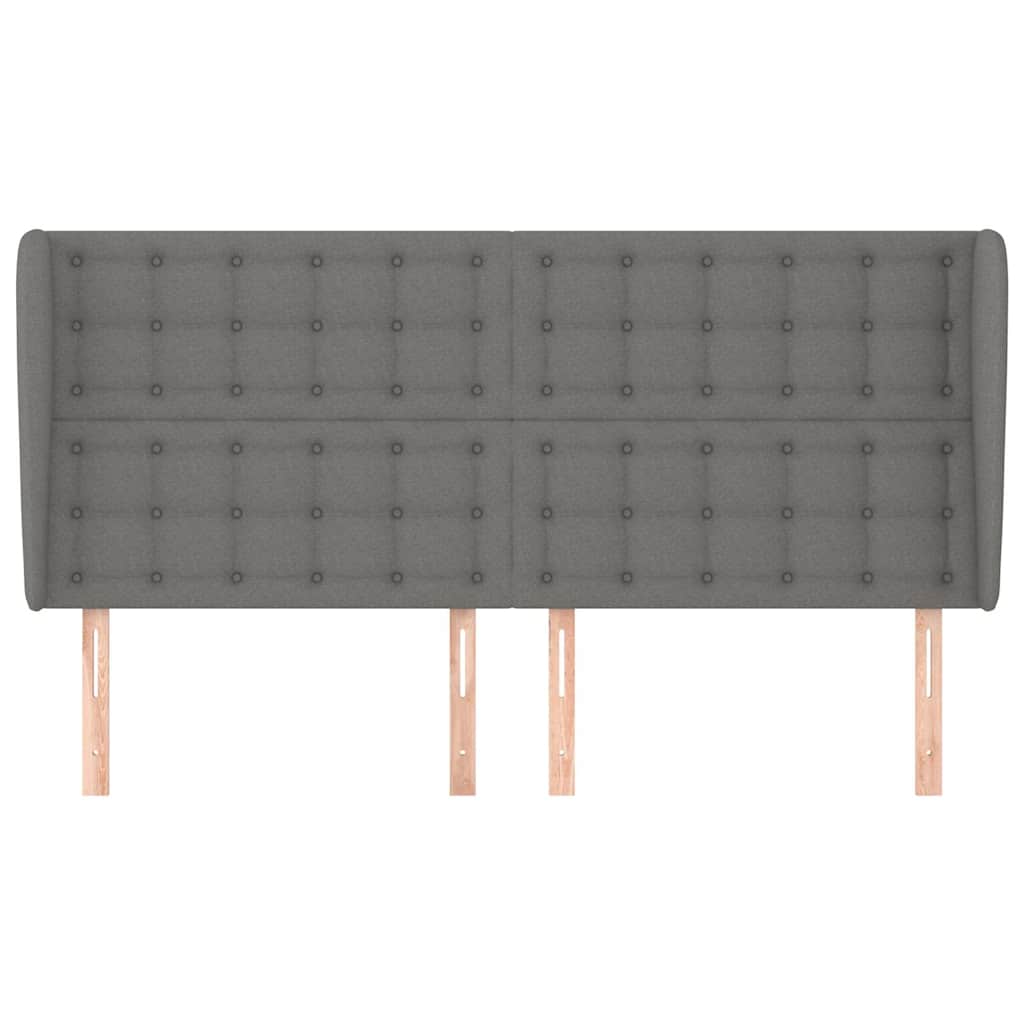 Kopfteil mit Ohren Dunkelgrau 203x23x118/128 cm Stoff