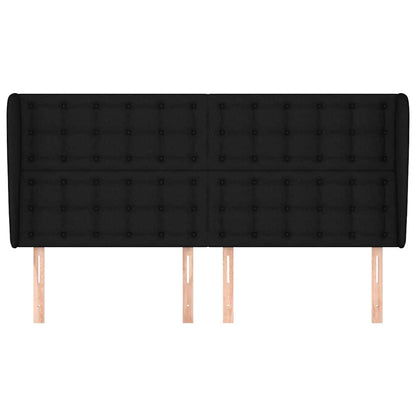 Kopfteil mit Ohren Schwarz 203x23x118/128 cm Stoff