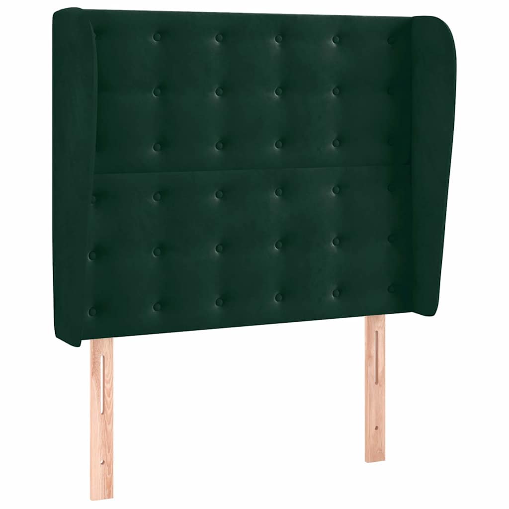 Kopfteil mit Ohren Dunkelgrün 83x23x118/128 cm Samt