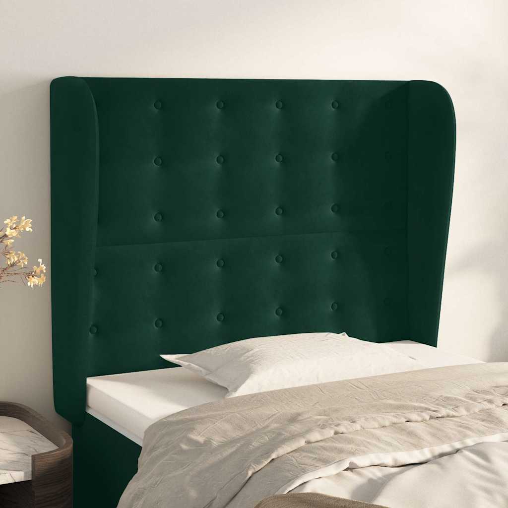 Kopfteil mit Ohren Dunkelgrün 83x23x118/128 cm Samt