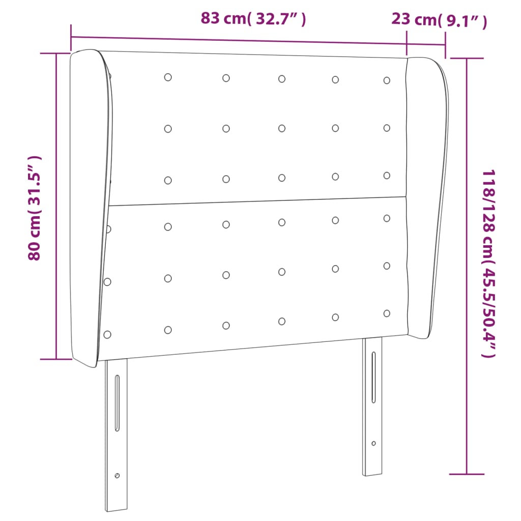 Kopfteil mit Ohren Rosa 83x23x118/128 cm Samt
