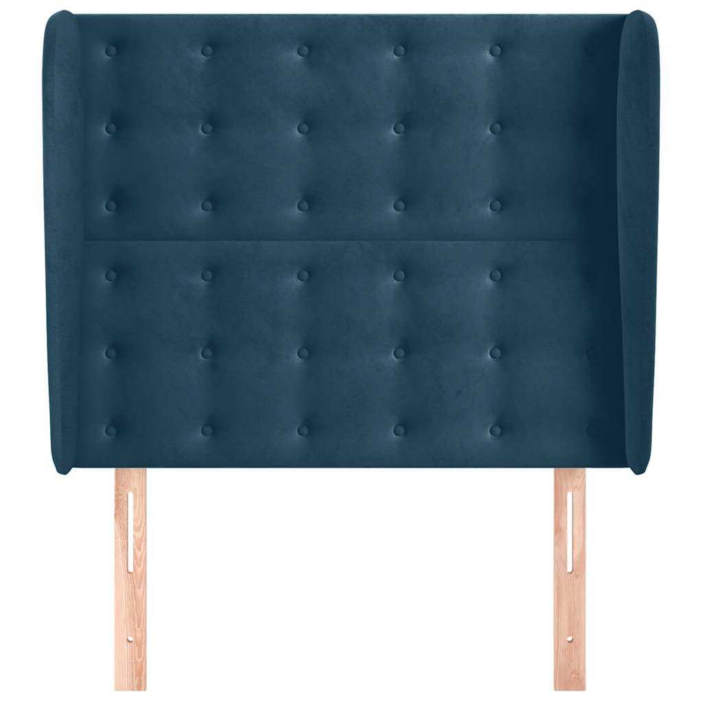 Kopfteil mit Ohren Dunkelblau 93x23x118/128 cm Samt