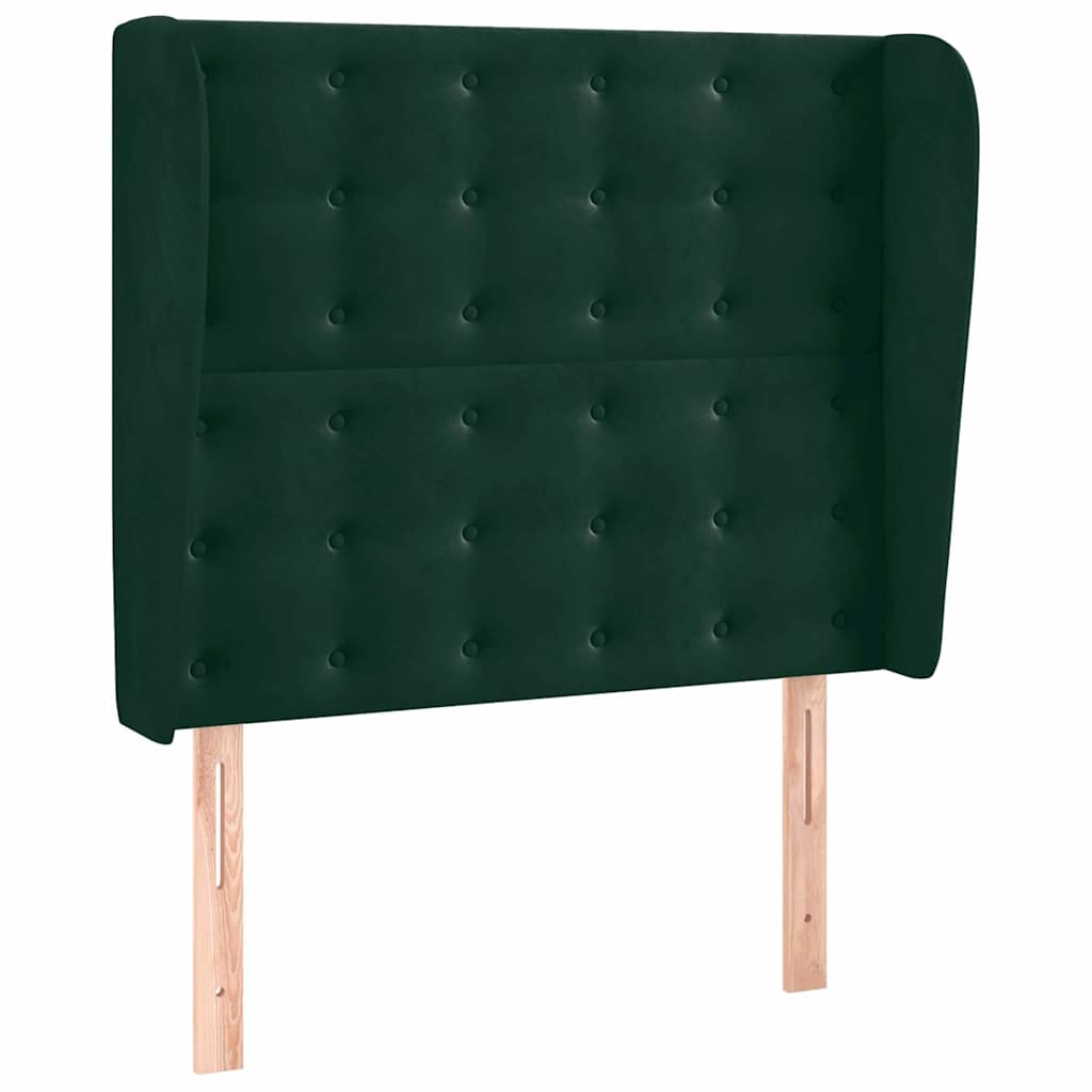 Kopfteil mit Ohren Dunkelgrün 103x23x118/128 cm Samt