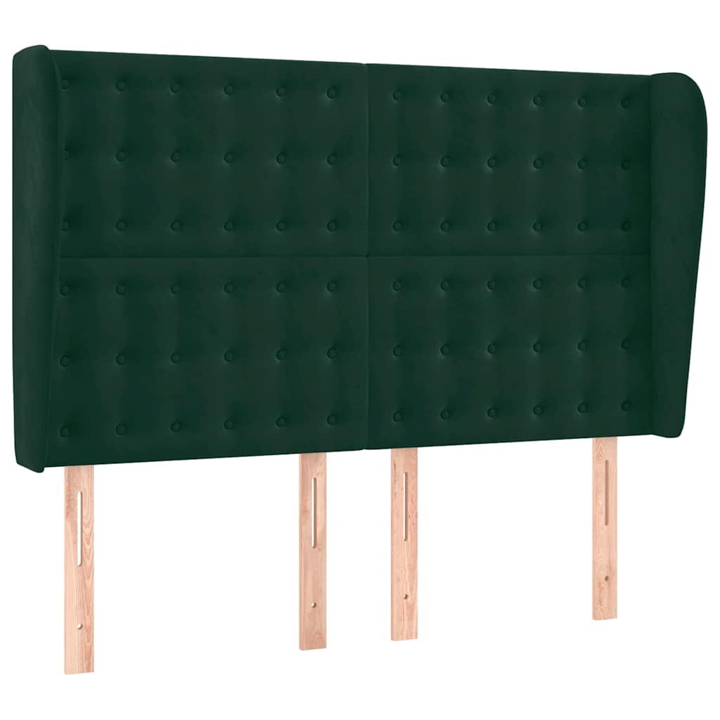 Kopfteil mit Ohren Dunkelgrün 147x23x118/128 cm Samt
