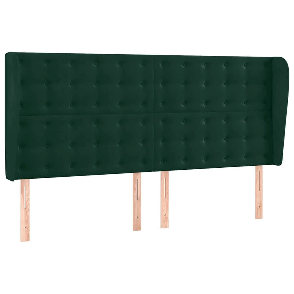 Kopfteil mit Ohren Dunkelgrün 163x23x118/128 cm Samt