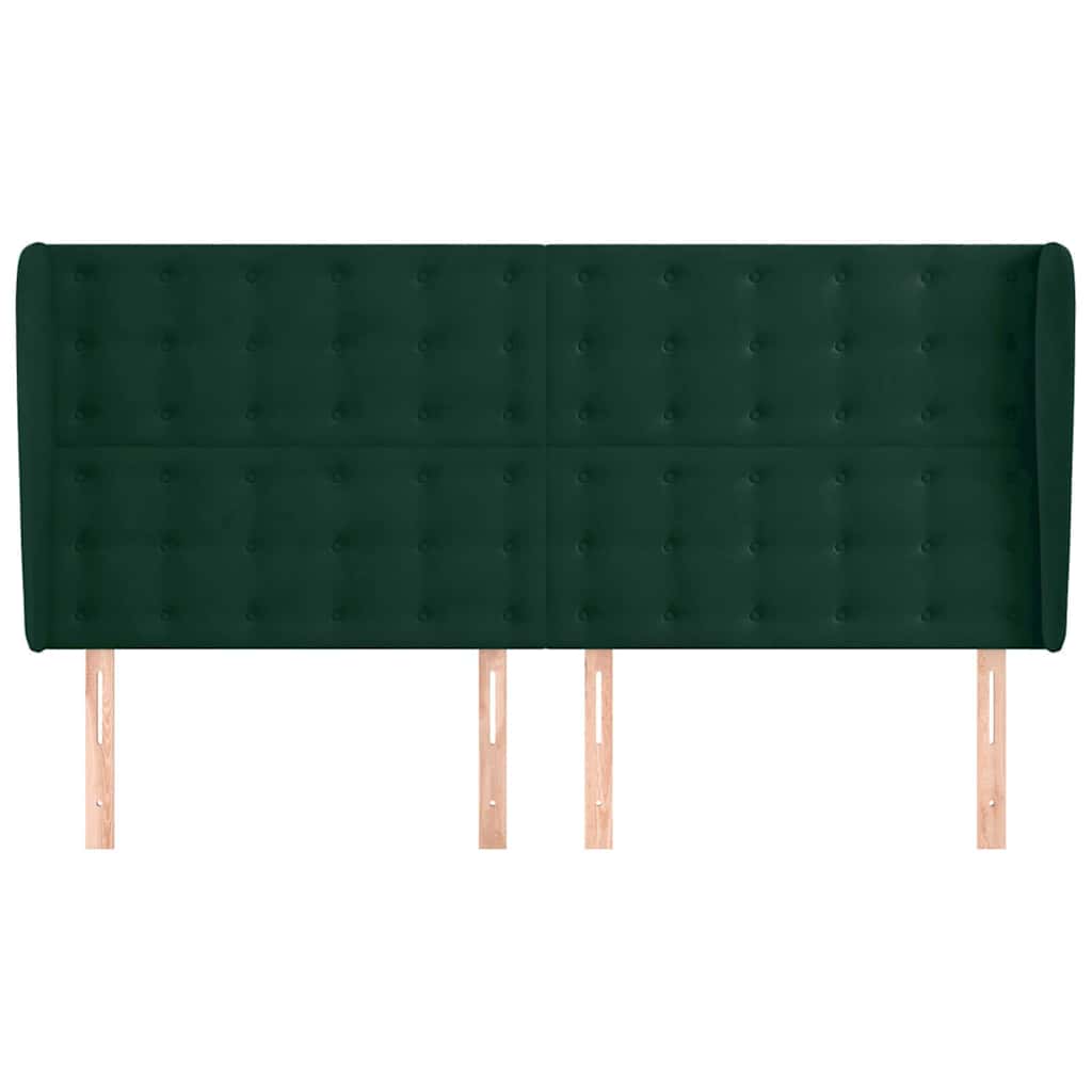 Kopfteil mit Ohren Dunkelgrün 163x23x118/128 cm Samt