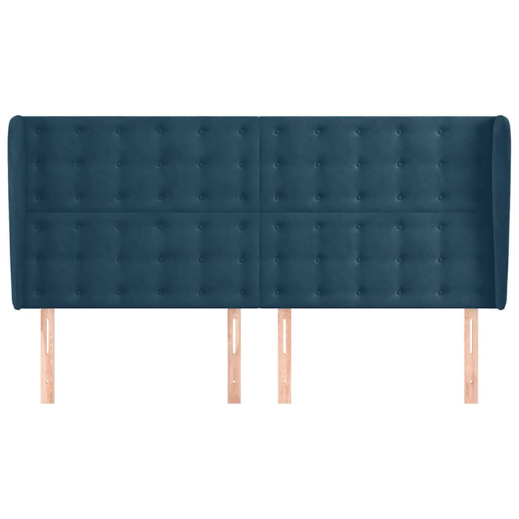 Kopfteil mit Ohren Dunkelblau 163x23x118/128 cm Samt