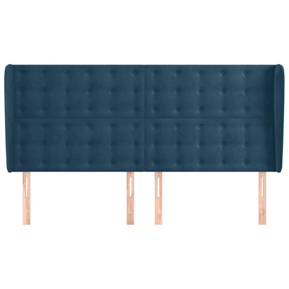Kopfteil mit Ohren Dunkelblau 163x23x118/128 cm Samt