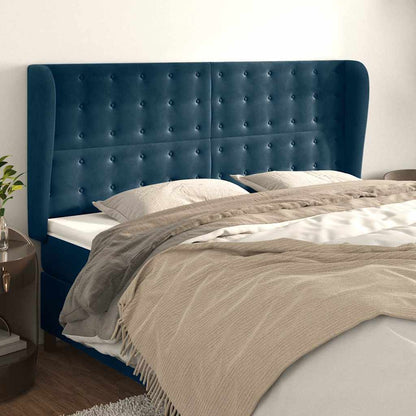 Kopfteil mit Ohren Dunkelblau 163x23x118/128 cm Samt
