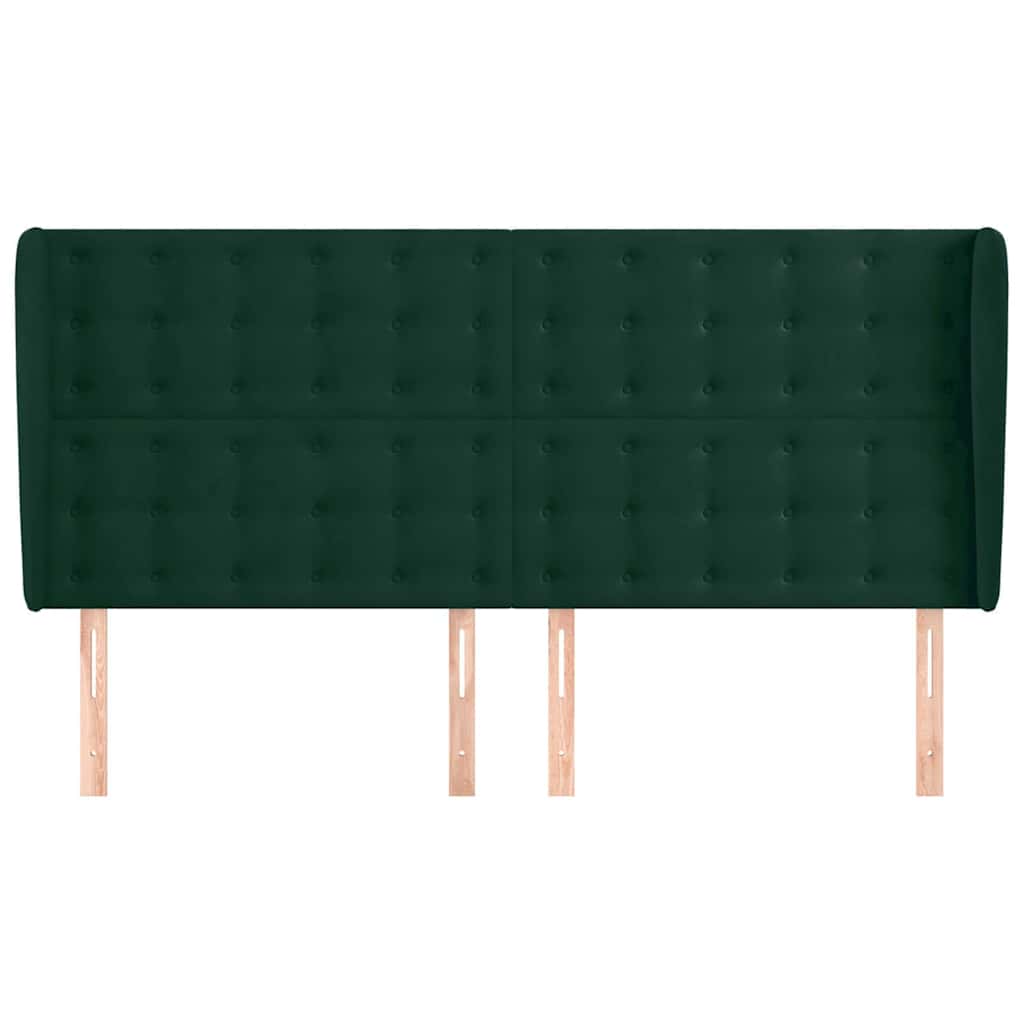 Kopfteil mit Ohren Dunkelgrün 183x23x118/128 cm Samt