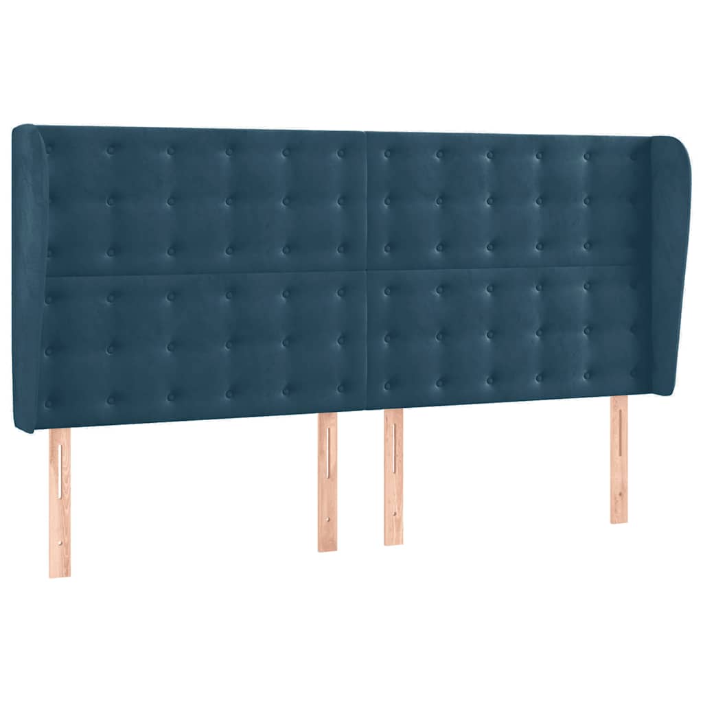 Kopfteil mit Ohren Dunkelblau 183x23x118/128 cm Samt
