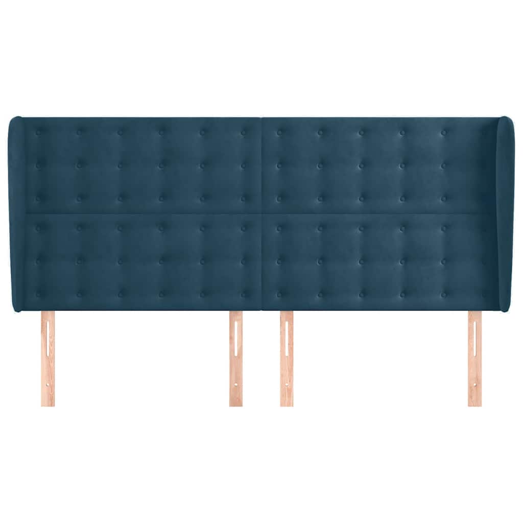 Kopfteil mit Ohren Dunkelblau 183x23x118/128 cm Samt