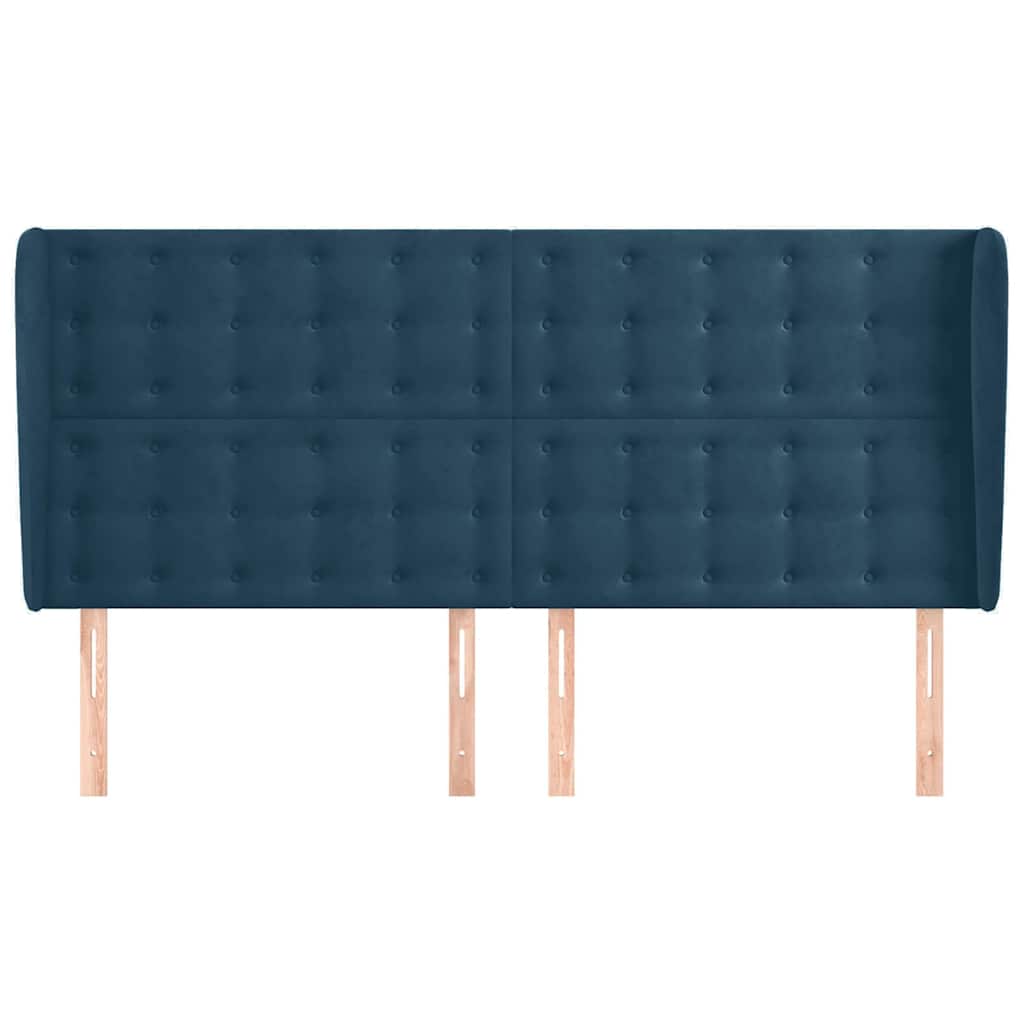 Kopfteil mit Ohren Dunkelblau 203x23x118/128 cm Samt